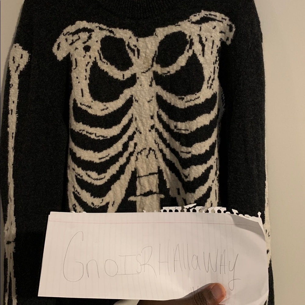 Saint Laurent Paris skeleton jacquard wool sweater - Picture 3 of 11